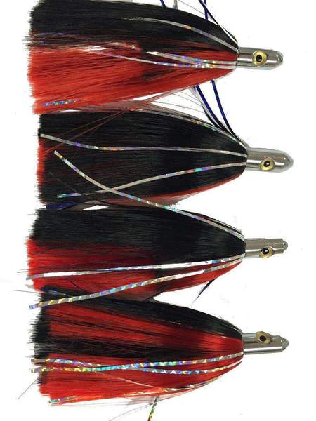 4 Pack Red & Black Ilander Style Fishing Lures