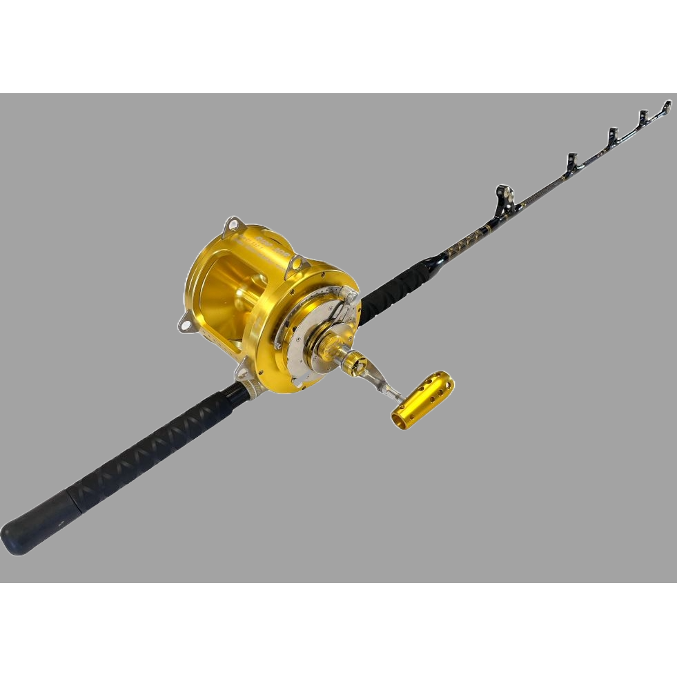 130W 2-Speed Fishing Reel on a Tournament Edition Straight Fishing Rod