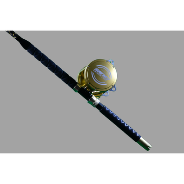 50 Wide 2 Speed Fishing Reel on a Blue Marlin Tournament Edition Straight Fishing Rod 50 Wide 2 Speed Fishing Reel on a Blue Marlin Tournament Edition Straight Fishing Rod
