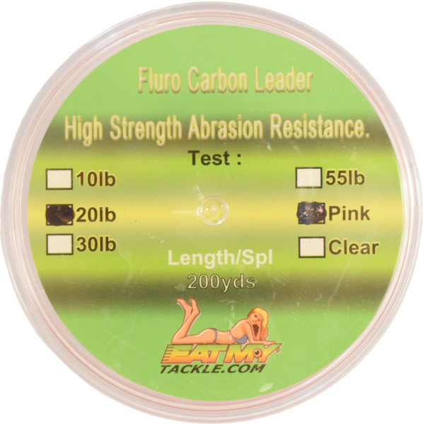 Pink Fluorocarbon Fishing Leader - 200 Yards | 10, 20, 30, or 55 lbs., Fishing Tackle - Eat My Tackle