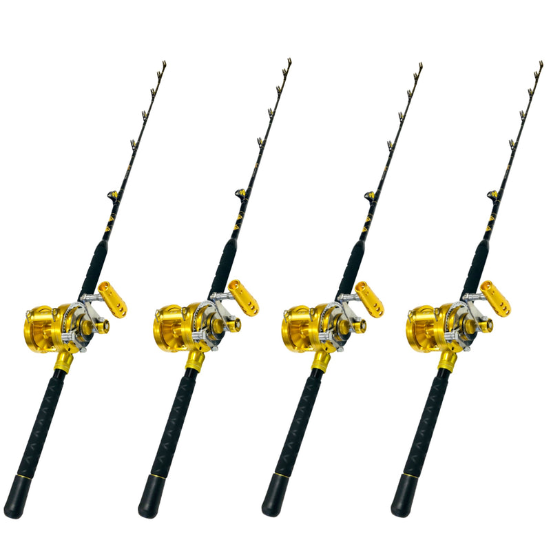 Combo (4) 30 Wide 2 Speed Reels and (4) 30-50 lb. Blue Marlin Tournament Edition Fishing Rods