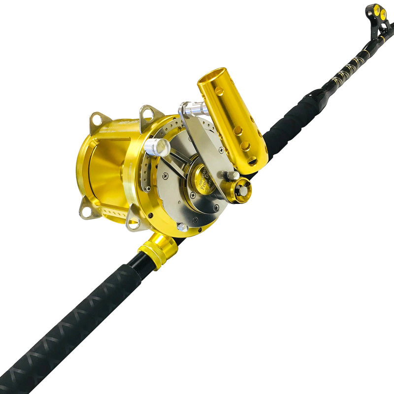 140-160 lb. Blue Marlin Tournament Edition Bent Butt Fishing Rod with A 80 Wide 2 Speed Blue Marlin Tournament Edition Fishing Reel