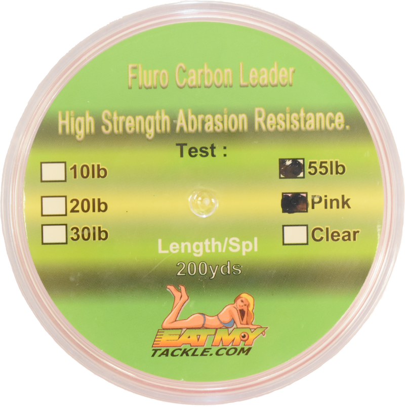EatMyTackle Fluorocarbon Fishing Leader - 200 Yards (55 lb, Pink)